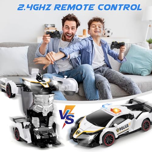 YOTOY Remote Control Car Toy for Kids 4 5 6 7 8 Transform Police RC Cars Toy Robot Car Birthday Gift for Kids Toys Age 4 5 6 Years Old Boys and Girls - Image 5