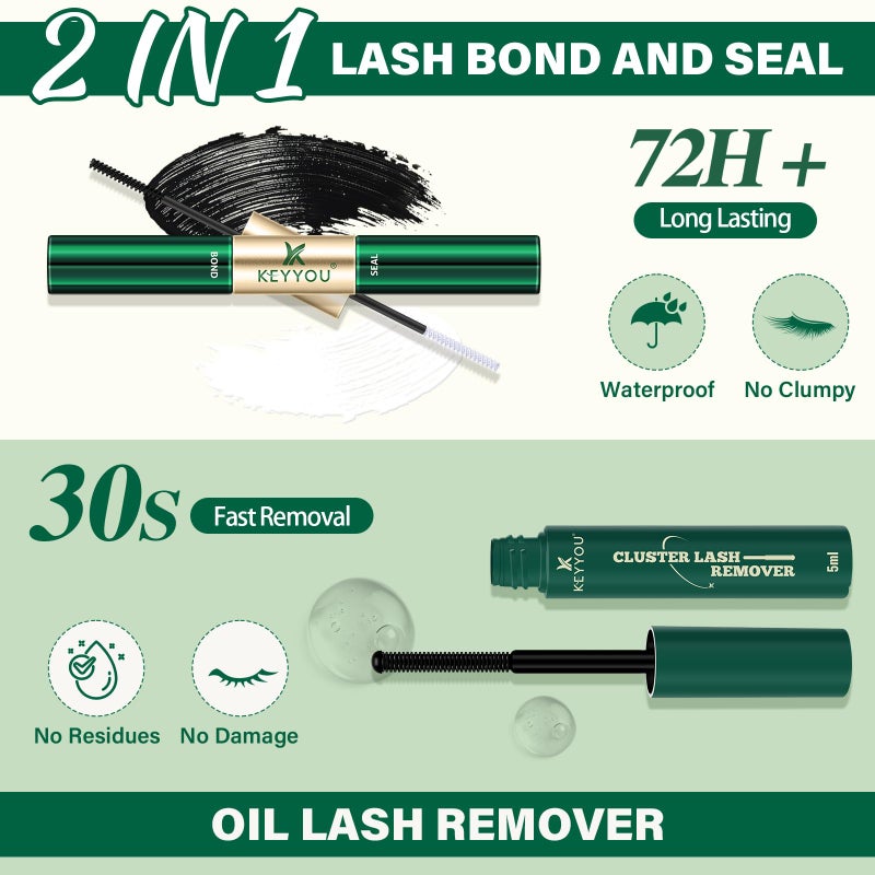 KEYYOU Lash Extension Kit DIY 300Pcs Lash Clusters Eyelash Extension Kit 30D C Curl 9-18MIX Lash Clusters Kit with Lash Glue Remover Applicator Easy to Use for Beginners(Kit,30D-C,9-18MIX) - Image 5