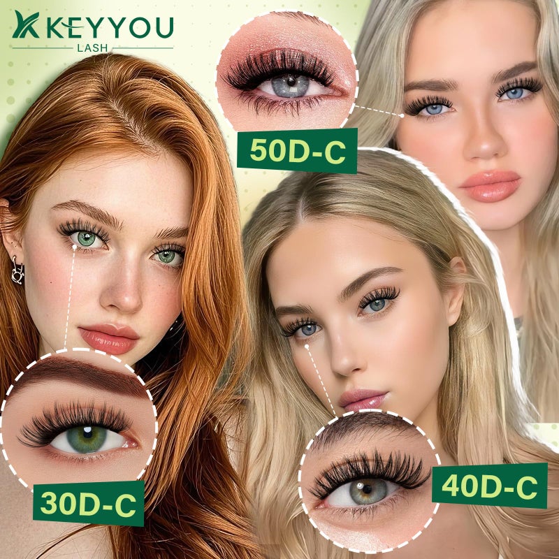 KEYYOU Lash Extension Kit DIY 300Pcs Lash Clusters Eyelash Extension Kit 30D C Curl 9-18MIX Lash Clusters Kit with Lash Glue Remover Applicator Easy to Use for Beginners(Kit,30D-C,9-18MIX) - Image 3