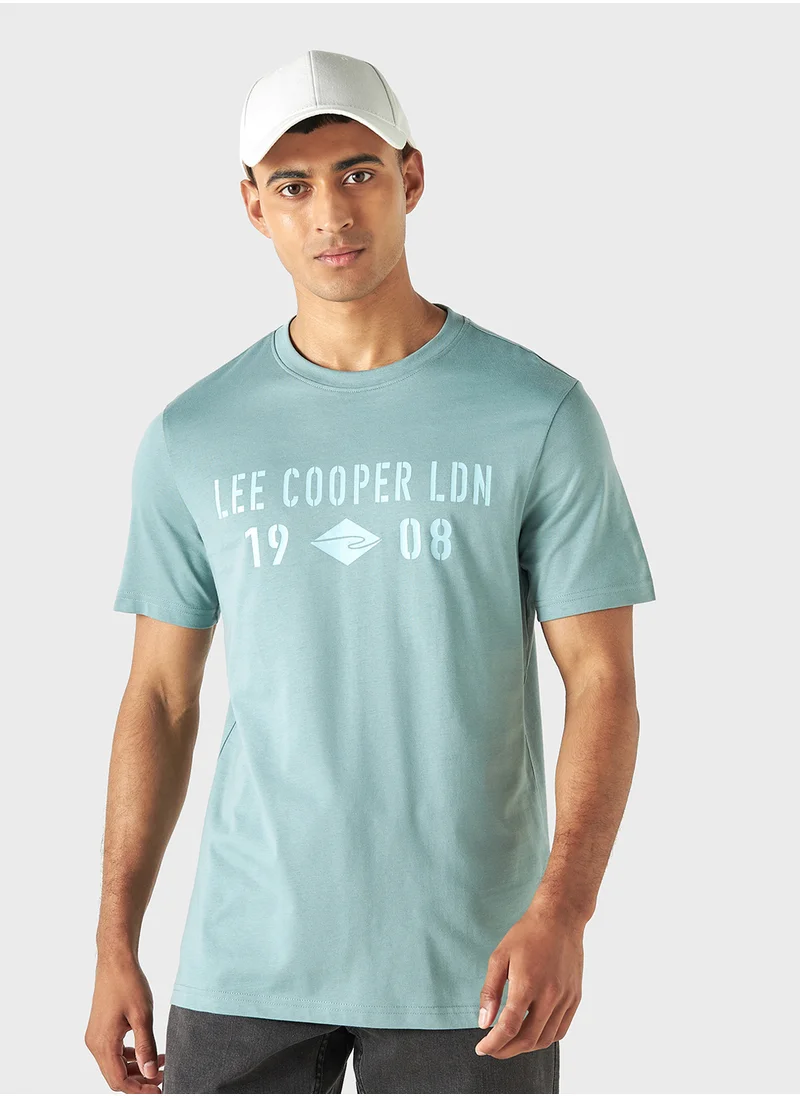 لي كوبر Lee Cooper Logo Detail Crew Neck T-shirt with Shor