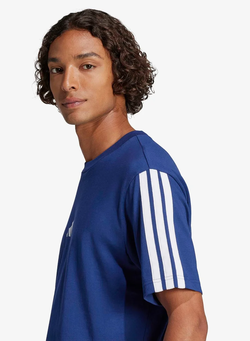 Adidas DKBLUE/WHITE 3-Stripes Essential T-Shirt for Men | Best Price UAE