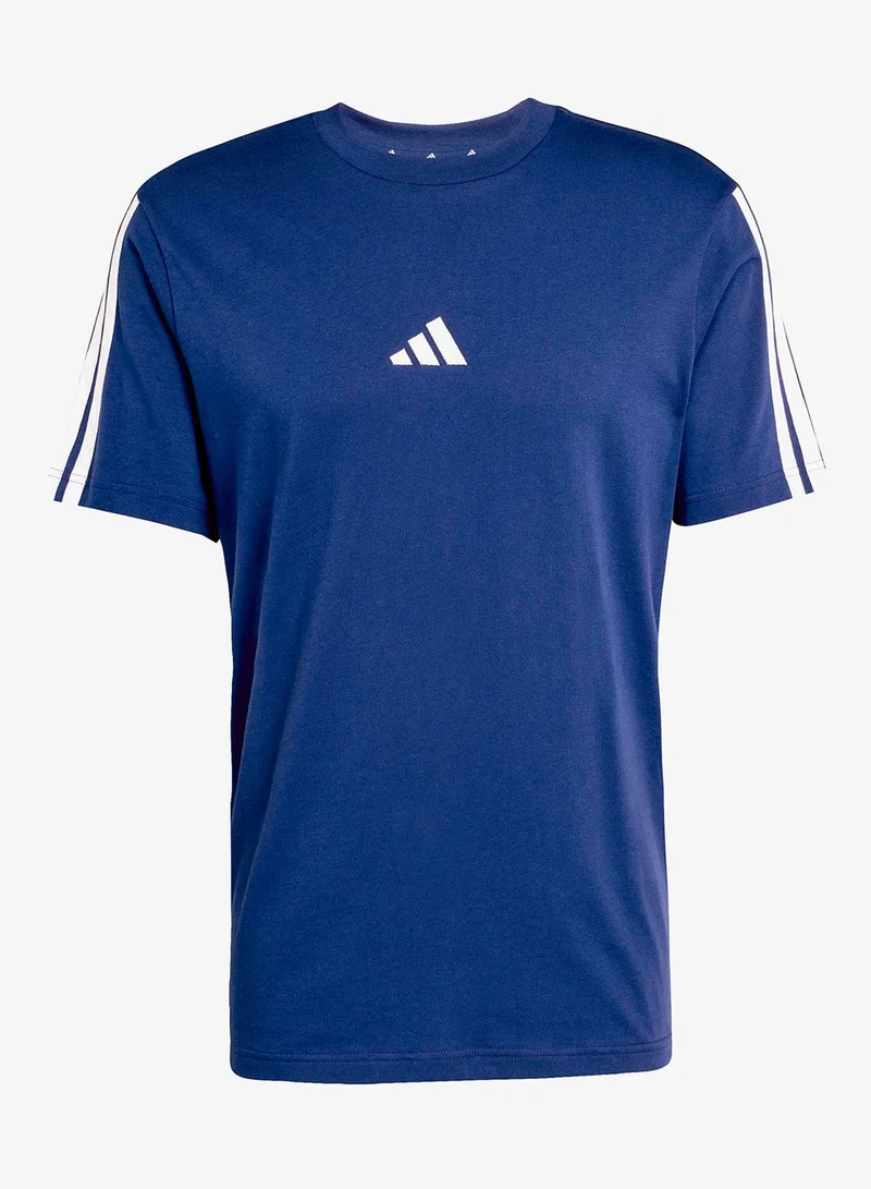 Adidas DKBLUE/WHITE 3-Stripes Essential T-Shirt for Men | Best Price UAE