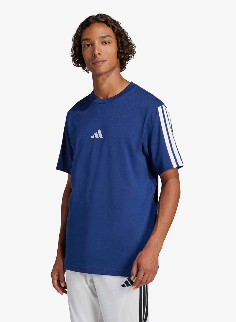 Adidas DKBLUE/WHITE 3-Stripes Essential T-Shirt for Men | Best Price UAE
