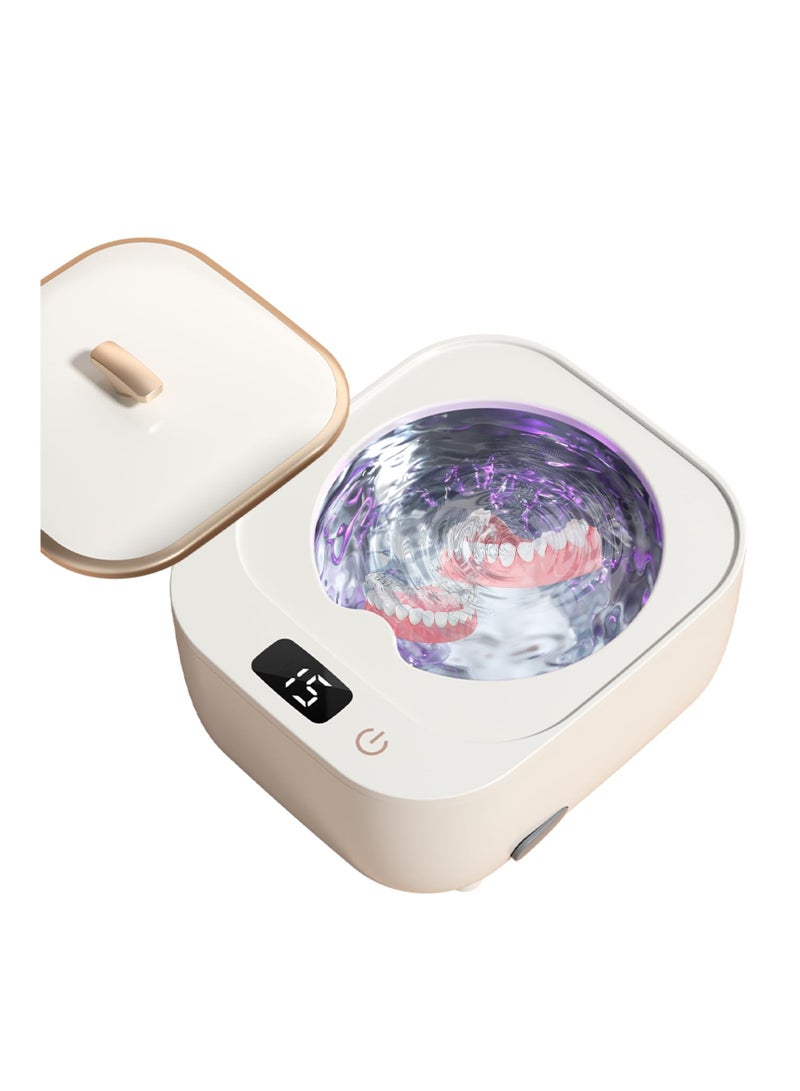 SOLARAE Ultrasonic Retainer Cleaner with LED Light, 30W/48kHz 180ml Professional Ultrasonic Jewelry Cleaner for Dental Appliances, Jewelry, Aligner, Whitening Trays, Night Dental Mouth Guard (White) - Image 1