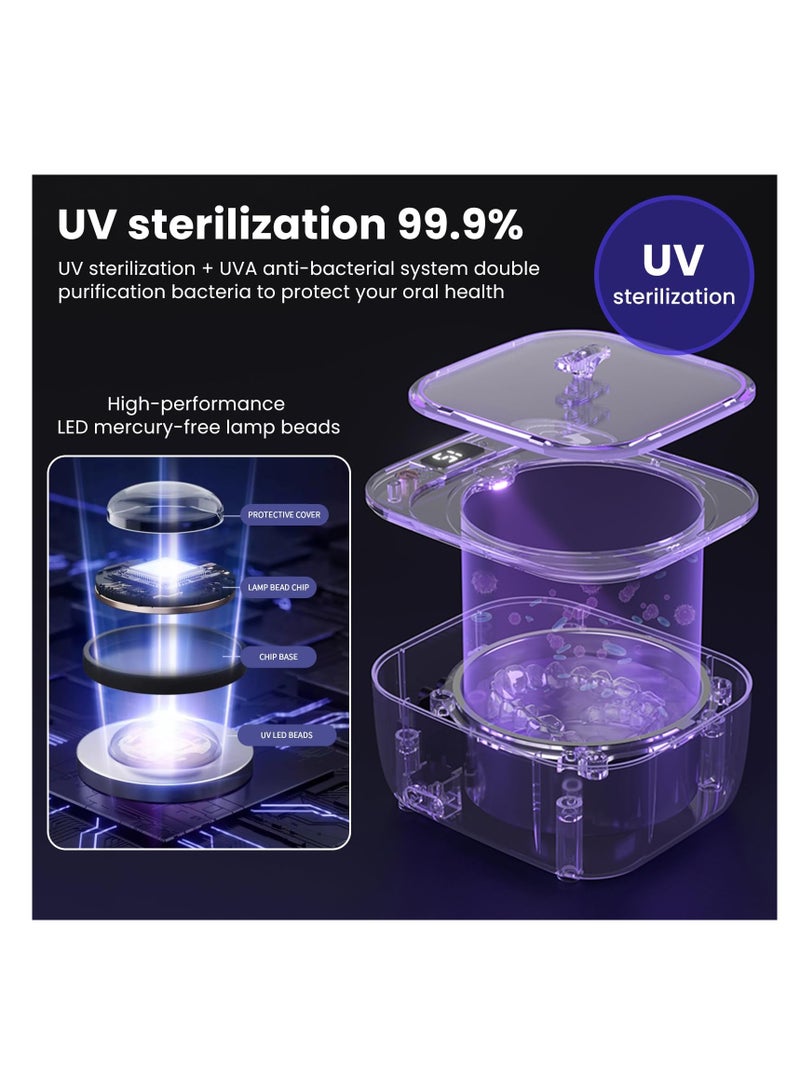 SOLARAE Ultrasonic Retainer Cleaner with LED Light, 30W/48kHz 180ml Professional Ultrasonic Jewelry Cleaner for Dental Appliances, Jewelry, Aligner, Whitening Trays, Night Dental Mouth Guard (White) - Image 2