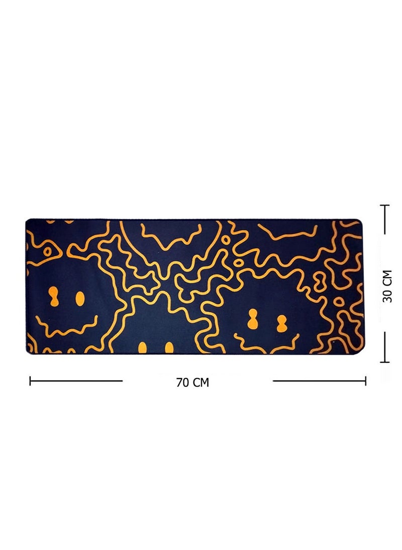 Generic - Smiley Yellow Lines Gaming Mouse Pad , Large Extended Keyboard and Mouse Mat for PC , Non Slip Desk Mat | 700× 300×2 mm - Image 1