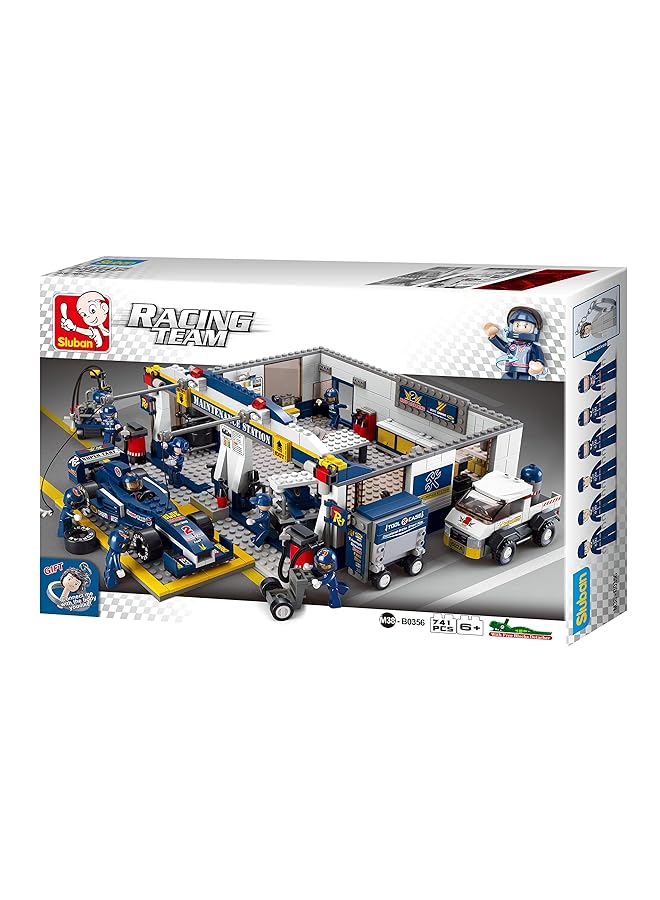 Sluban Racing Team Series Racing Car Maintenance Station Building Blocks 471 Pcs With 8 Mini Figures For Age 6+ Years Old - Image 2