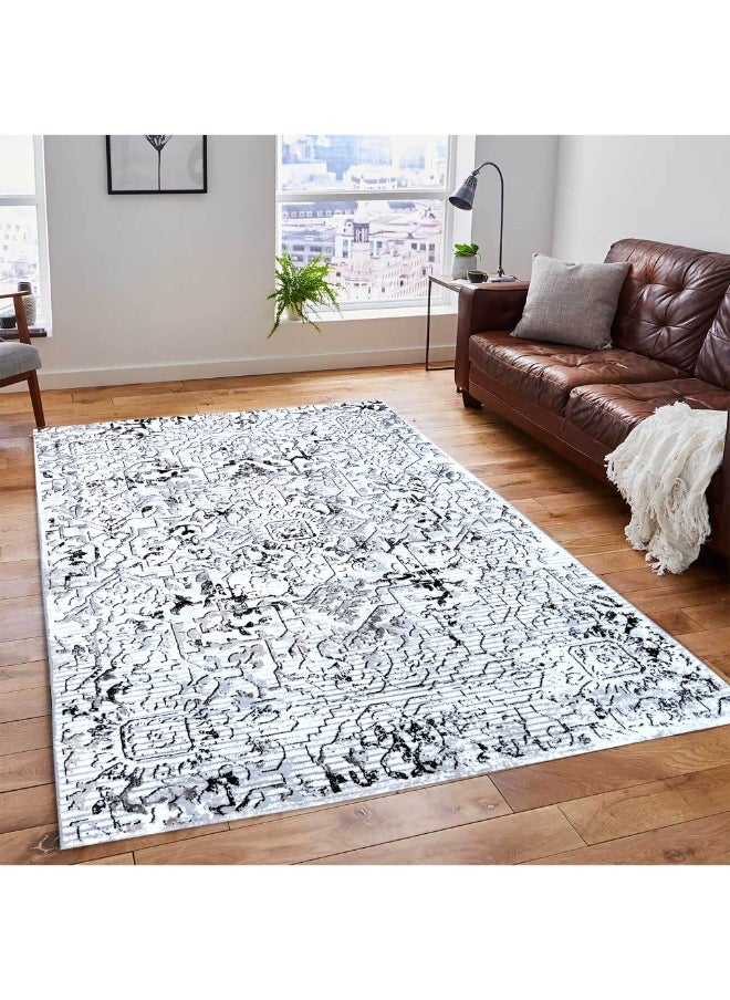 HANDPICKED FURNITURE Handpicked Furniture Vintage Blue Rug, Ultra Soft Area Carpets For Bed Room, Living Room, And Dining Room, Anti Slip Floor Carpets, Easy To Clean, Made In Turkey, Polypropylene, Rectangle  - Image 1