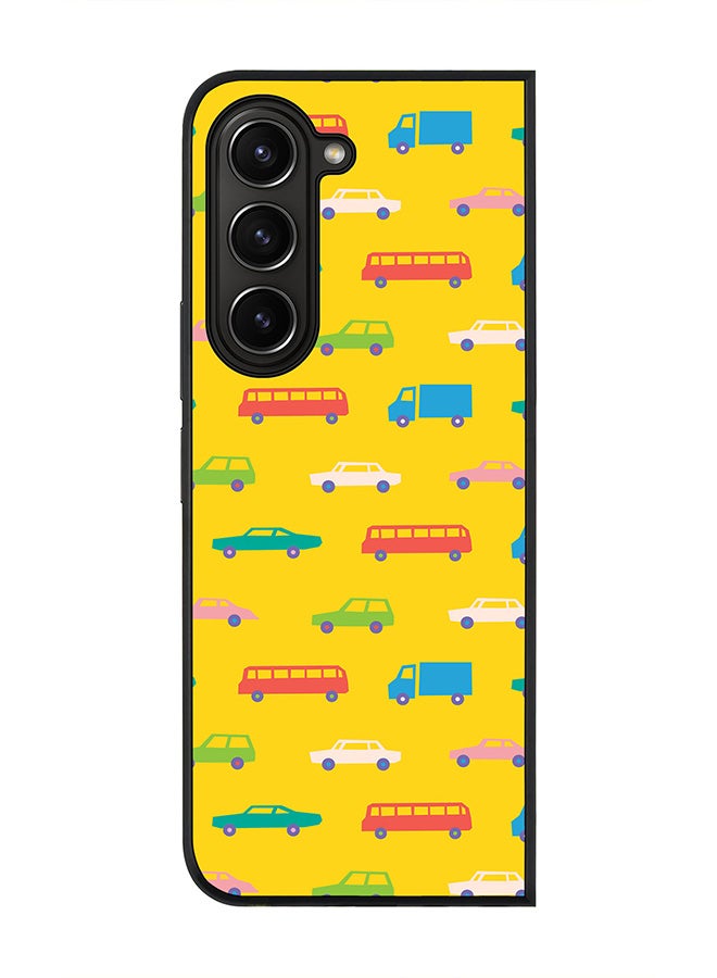 Stylizedd Rugged Black edge case for Samsung Galaxy Z Fold5, Slim fit Soft Case Flexible Rubber Edges Anti Drop TPU Gel Thin Cover -  Opposite Traffic - Image 1