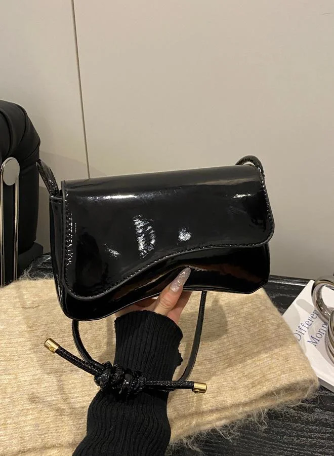 Take Two Black Faux Leather Shoulder Bag