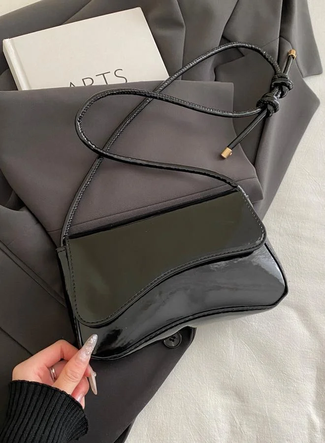 Take Two Black Faux Leather Shoulder Bag