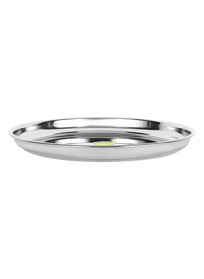 Royalford Stainless Steel Round Tray Plain Made In India Silver - Image 2