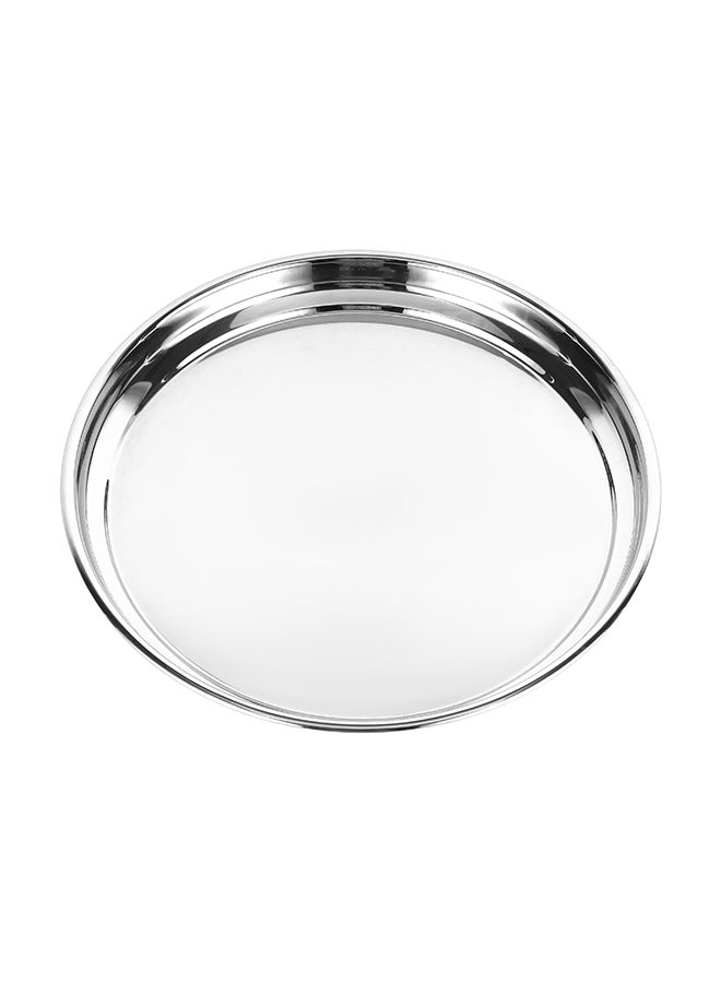 Royalford Stainless Steel Round Tray Plain Made In India Silver - Image 3