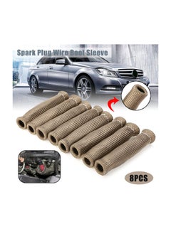 KASTWAVE Titanium Spark Plug Wire Boots Thermal Protection Insulator Sleeve, 2500 Degree Heat shield Cover Wrap 6 inch for Car Truck Fit for SBC/BBC/350/454 (8PCS)  - Image 1