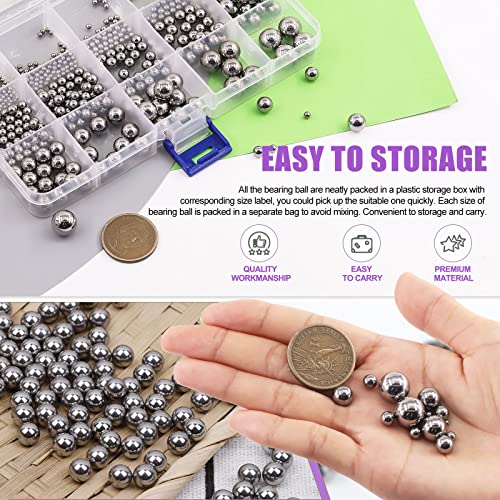 Swpeet 330Pcs 16 Size 1mm 2mm 2.5mm 3mm 3.5mm 4mm 4.5mm 5mm 5.5mm 6mm 7mm 8mm 9mm 10mm 11mm 12mm Metric Steel Loose Bicycle Bearing Steel Ball Precision Balls Assortment Kit for Bicycles Casters - Image 5
