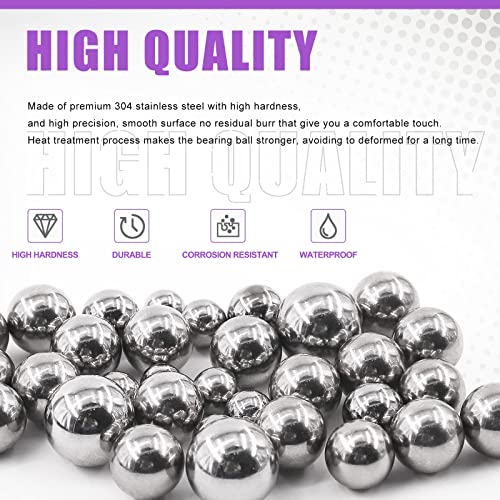Swpeet 330Pcs 16 Size 1mm 2mm 2.5mm 3mm 3.5mm 4mm 4.5mm 5mm 5.5mm 6mm 7mm 8mm 9mm 10mm 11mm 12mm Metric Steel Loose Bicycle Bearing Steel Ball Precision Balls Assortment Kit for Bicycles Casters - Image 3