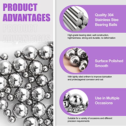 Swpeet 330Pcs 16 Size 1mm 2mm 2.5mm 3mm 3.5mm 4mm 4.5mm 5mm 5.5mm 6mm 7mm 8mm 9mm 10mm 11mm 12mm Metric Steel Loose Bicycle Bearing Steel Ball Precision Balls Assortment Kit for Bicycles Casters - Image 4