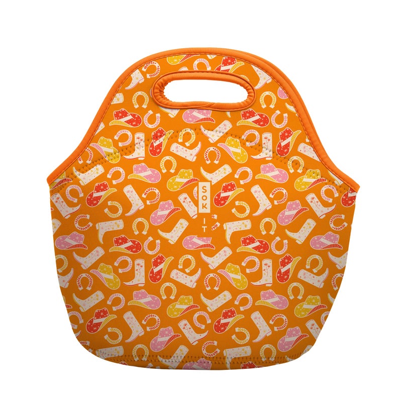 Sok It LunchTote Zippered Bag Insulated Neoprene Caddy (Cowgirl Couture, Large 4.5 Quart Lunch Tote) - Image 1