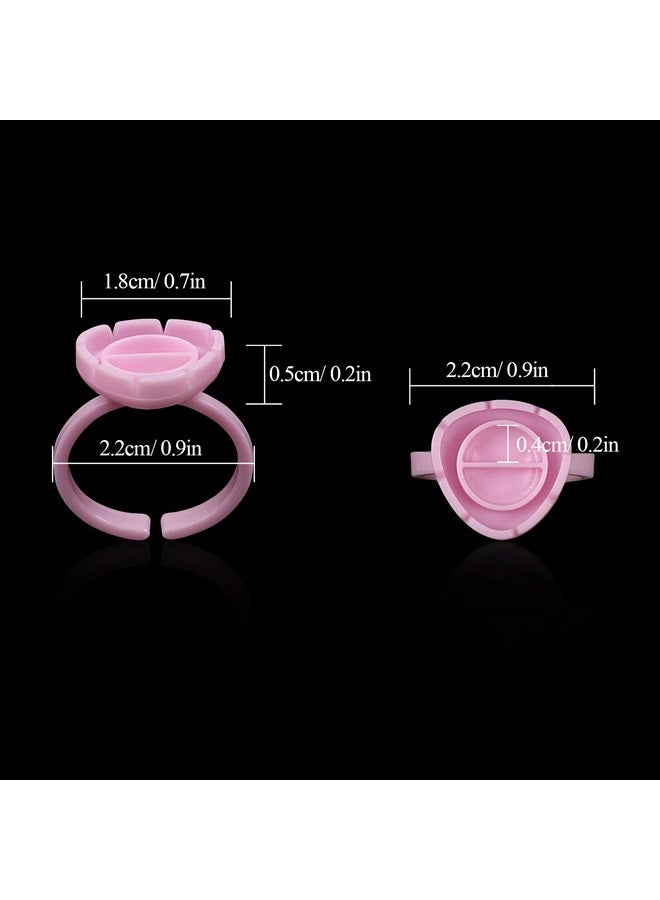 Fenshine 100 PCS Lash Glue Holder Glue Ring Cups Lash Extension Volume Lashes Quick Blossom Cups for Eyelash Extension Supply, 2 Methods of Use (Pink) - Image 2