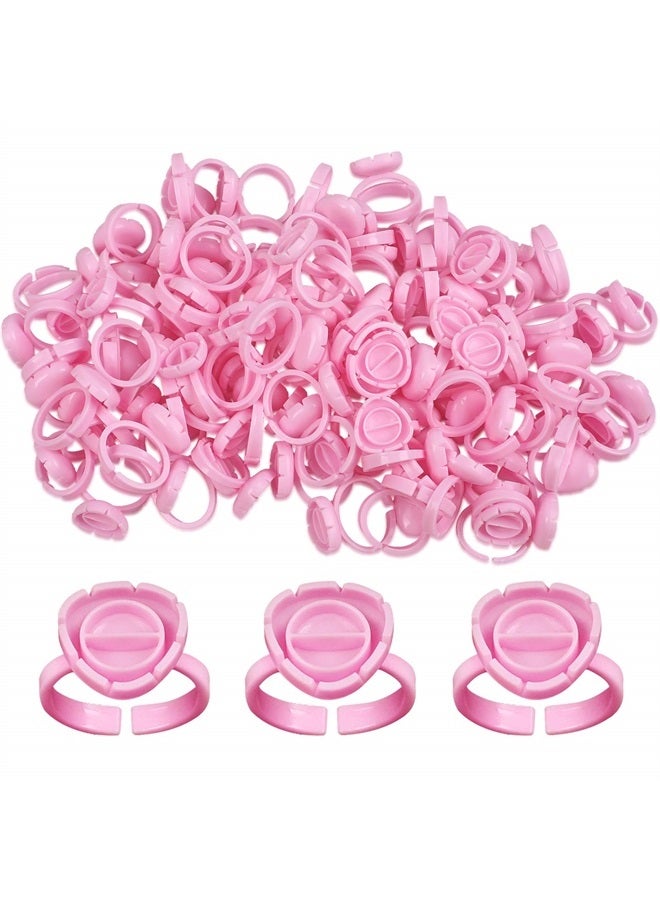 Fenshine 100 PCS Lash Glue Holder Glue Ring Cups Lash Extension Volume Lashes Quick Blossom Cups for Eyelash Extension Supply, 2 Methods of Use (Pink) - Image 1
