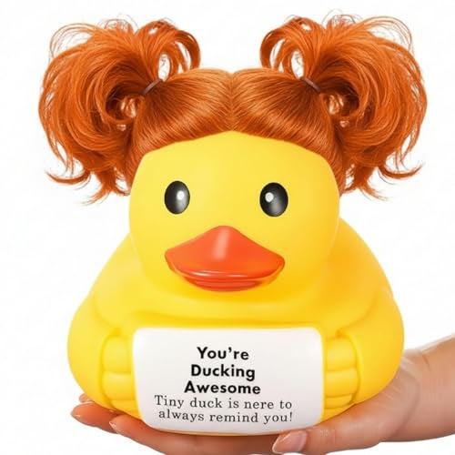 Civaner 7 Inch Emotional Giant Rubber Duck Big Jumbo Positive Yellow Duck Inspirational Gift Large Duckling Toy with Squeaky Sound for Men Coworker Colleges GraduationYoure Ducking - Image 1