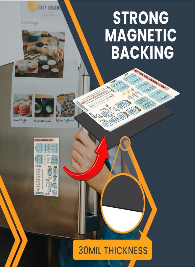 ماغنيت مي آب لوحة تحويلات مطبخ كبيرة باللونين الأزرق والوردي من ماجنيت مي أب، ملصق مغناطيسي 5x8، هدية لطيفة للخبز وإكسسوار لوصفات القياس، مثالية للثلاجة أو غسالة الصحون أو أي سطح مغناطيسي آخر - Image 5