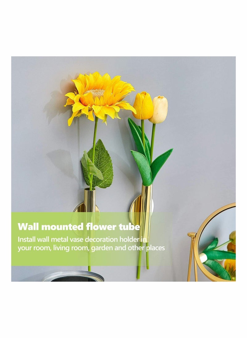 كابتن تيك 4 Pieces Wall Mounted Flower Tube Wall Metal Vase Decoration Holder Dried Flower Vase Racks with Adhesive Tape for Flower Display Decoration (Gold) - Image 4