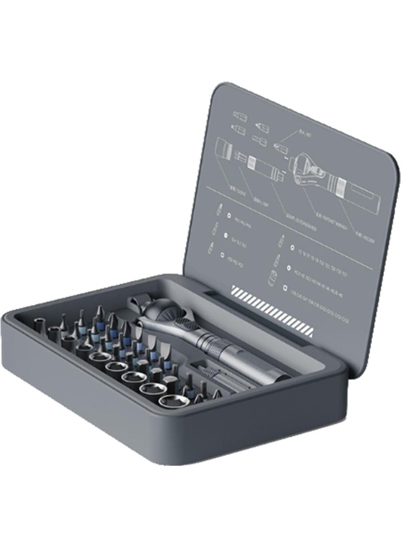 GGOOT Ratchet Tool | Metric Socket and Ratchet Wrench Set | Comfortable Non Slip Handle 180 Degree Rotation Kit for Hardware Car Automotive Mechanics Home - Image 1