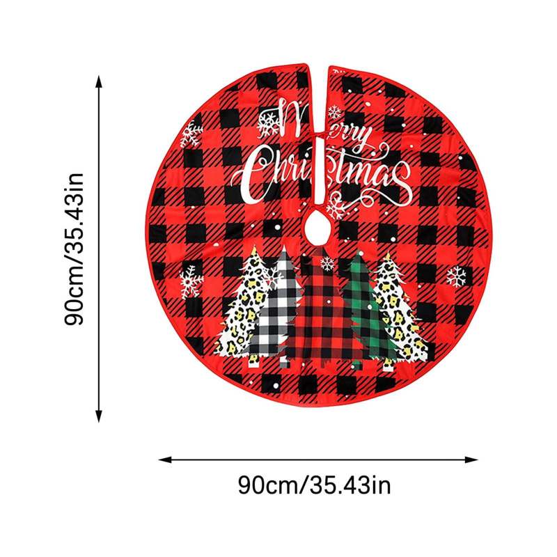 Christmas Tree Skirt 48 In Red - Festive Printed Design Christmas Ornament for Home Holiday Decor - Image 2