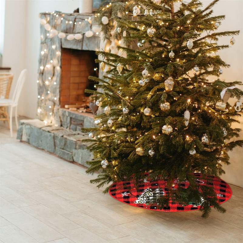 Christmas Tree Skirt 48 In Red - Festive Printed Design Christmas Ornament for Home Holiday Decor - Image 3