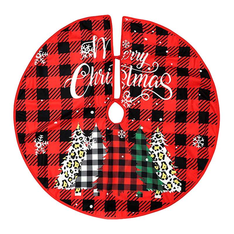 Christmas Tree Skirt 48 In Red - Festive Printed Design Christmas Ornament for Home Holiday Decor - Image 1