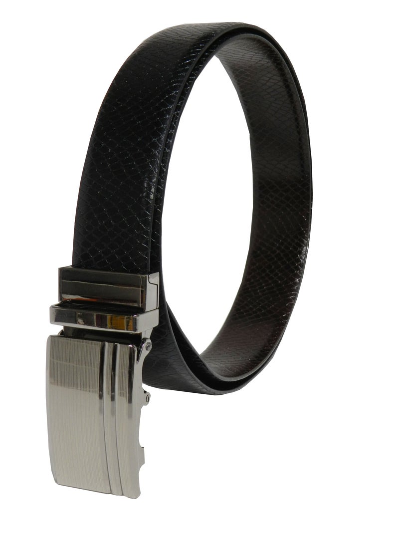 LAVERI LEATHER GENUINE LEATHER 35 MM FORMAL  BLACK AND BROWN BELT FOR MENS WITH AUTO LOCK BUCKLE  - Image 4