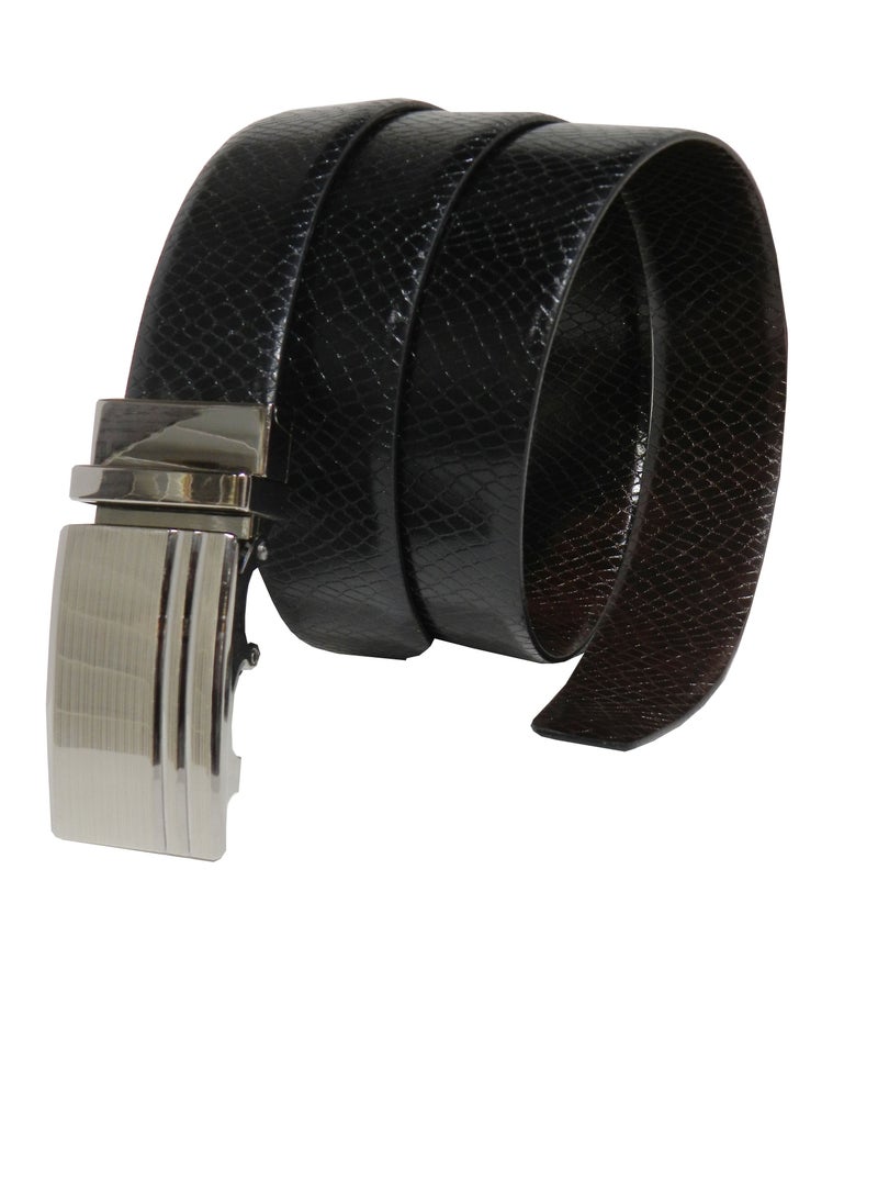 LAVERI LEATHER GENUINE LEATHER 35 MM FORMAL  BLACK AND BROWN BELT FOR MENS WITH AUTO LOCK BUCKLE  - Image 2