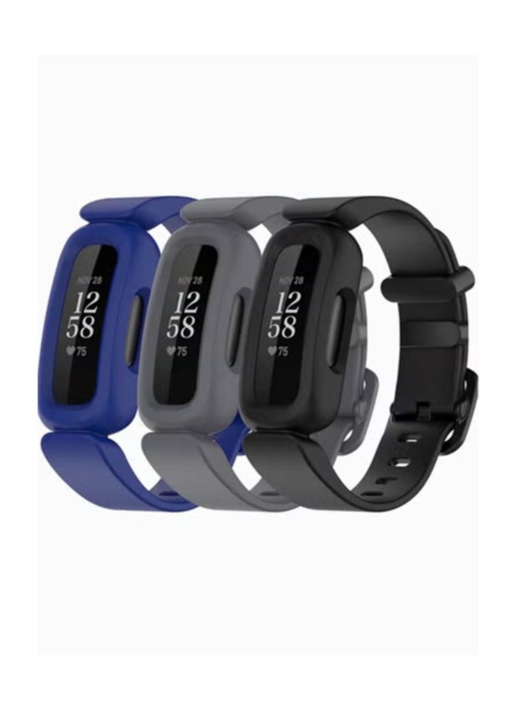 Captaintech 3-Pack Durable Silicone Replacement Bands for Fitbit Ace Kids – Navy, Gray & Black Adjustable Straps  - Image 5