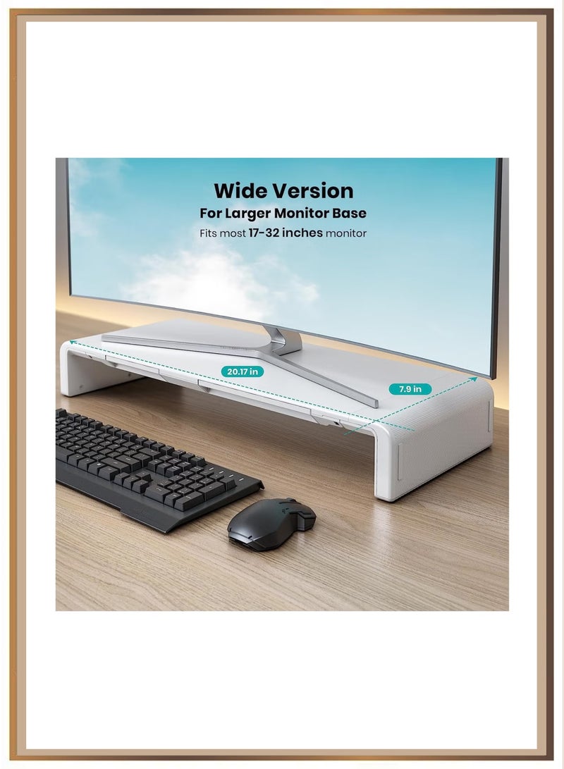 Monitor Desk Mount Stand Riser, Foldable Computer Monitor Riser,Height Adjustable Computer Stand, Desk Shelf Riser with Storage Drawer  (White) - Image 5