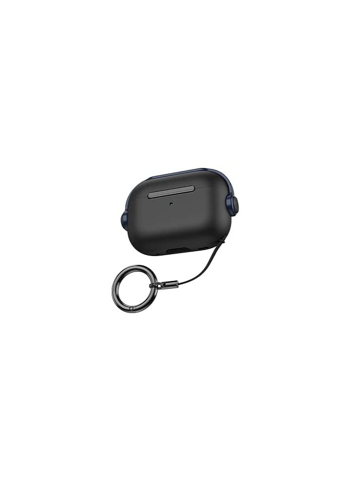 ماركة غير محددة - متوافق مع حافظة Airpods Pro 2 الواقية [مع غطاء إغلاق] [مصباح LED أمامي مرئي] [مع حزام المعصم] حافظة جلدية متوافقة مع الجيل الثاني من Airpods Pro 2022 (أزرق + أسود) - Image 1