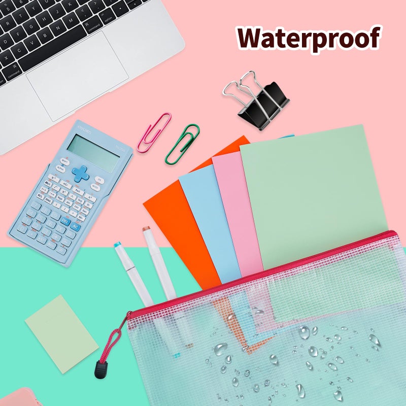 UMETDO 24pcs Mesh Zipper Pouch Bags - 8 Sizes Plastic Zipper Pouches for Organization, Mesh Bags with Zipper, Waterproof Clear Travel Pouches, UMETDO File Bag with Zipper for Office Supplies - Image 4