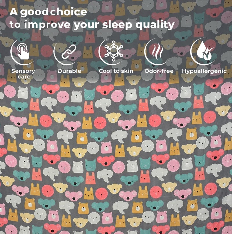 FRESH FROM LOOM Glace Cotton Wrinkle Free Soft Hypoallergenic Bed Sheet | Cartoon Printed Single Bedsheet With One Pillow Cover For Kids (60X90 Inches/Black/Cartoon), 144 tc - Image 3