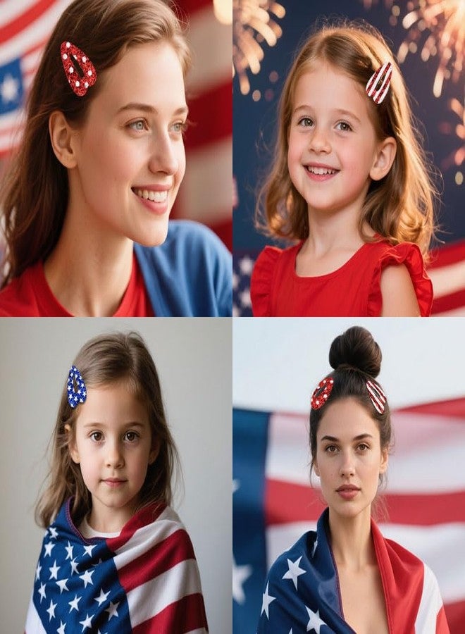 Guqqeuc Patriotic Hair Snap Clips for Girls American Flag Hair Barrettes for 4th of July Hair Pins Festive Hair Accessories for Baby Kids Independence Day Hairpins for Women, 3 PCS - Image 3