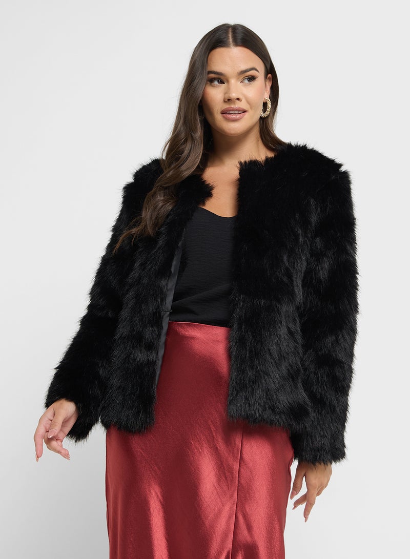 Ginger Faux Fur Open Front Coat - Image 1