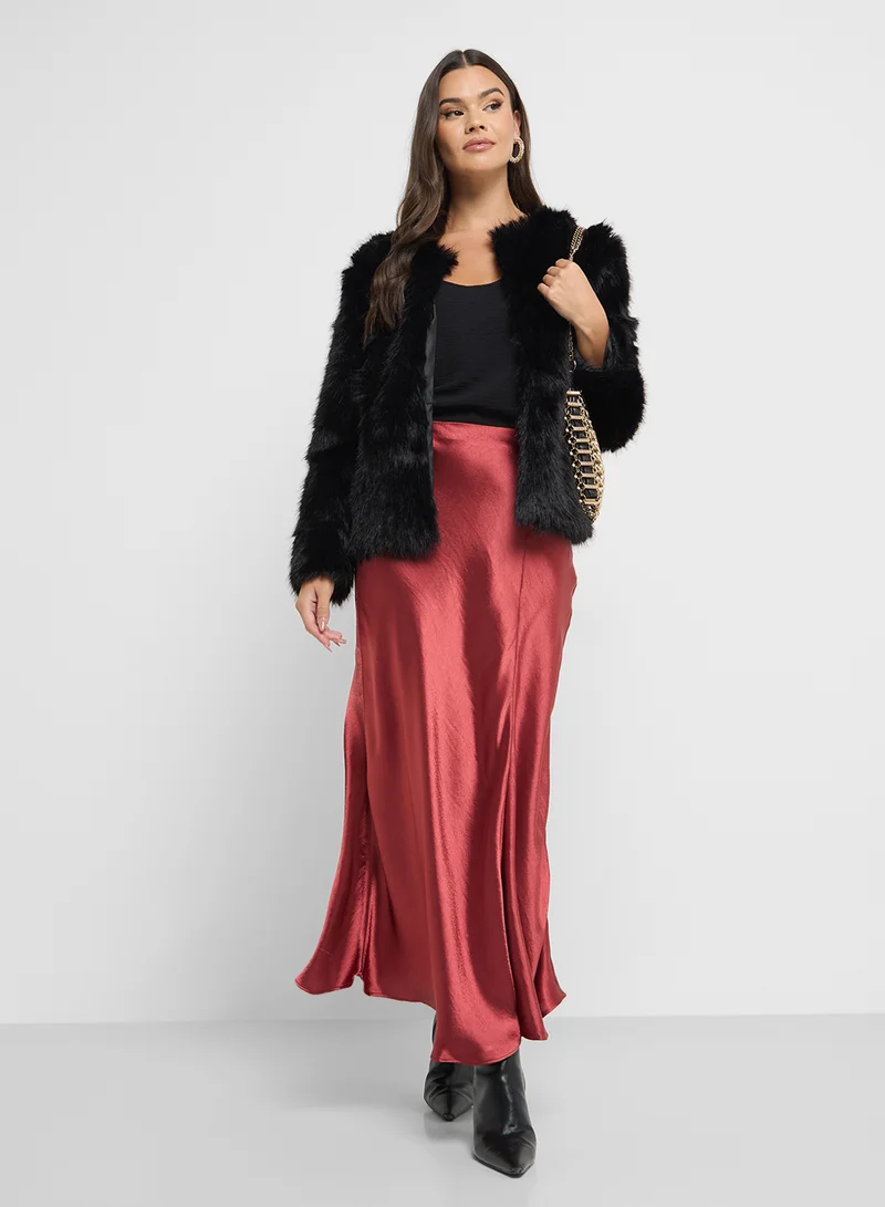 Ginger Faux Fur Open Front Coat