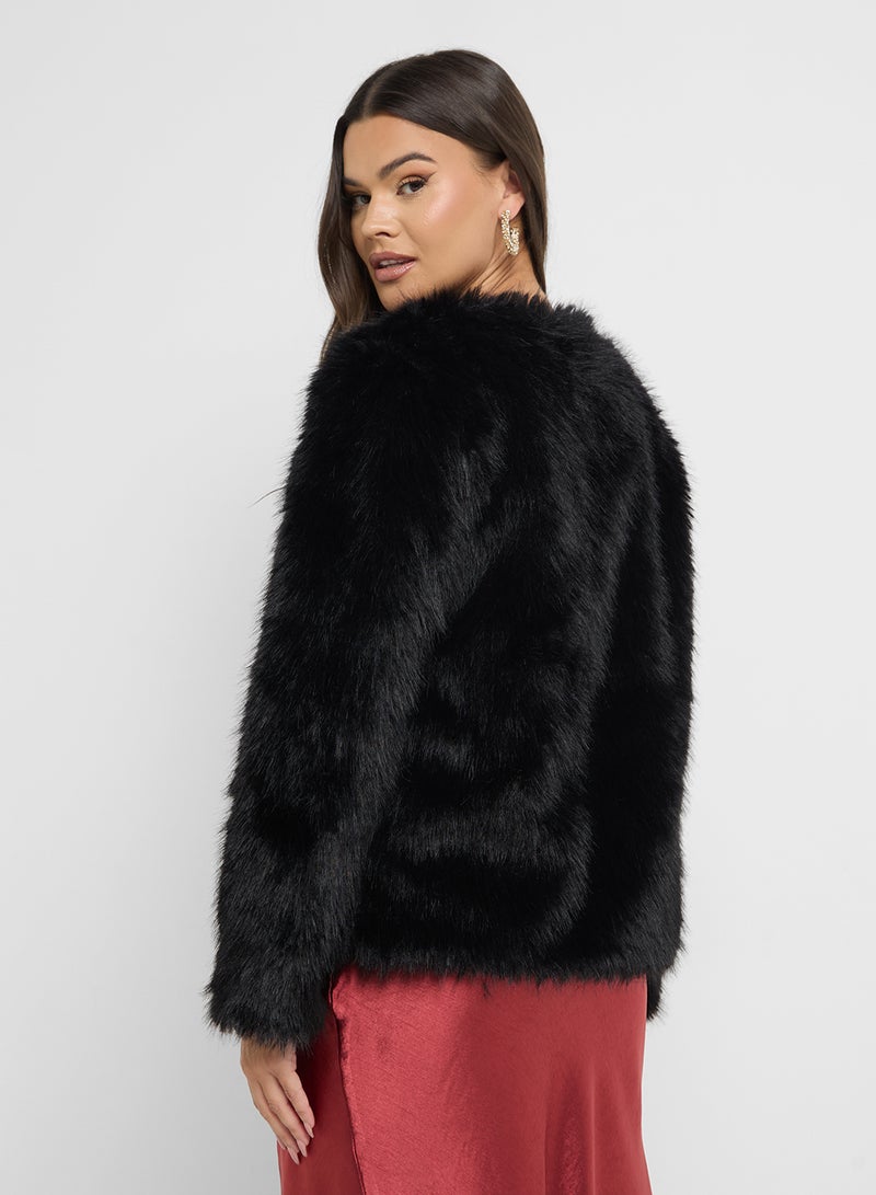 Ginger Faux Fur Open Front Coat - Image 2