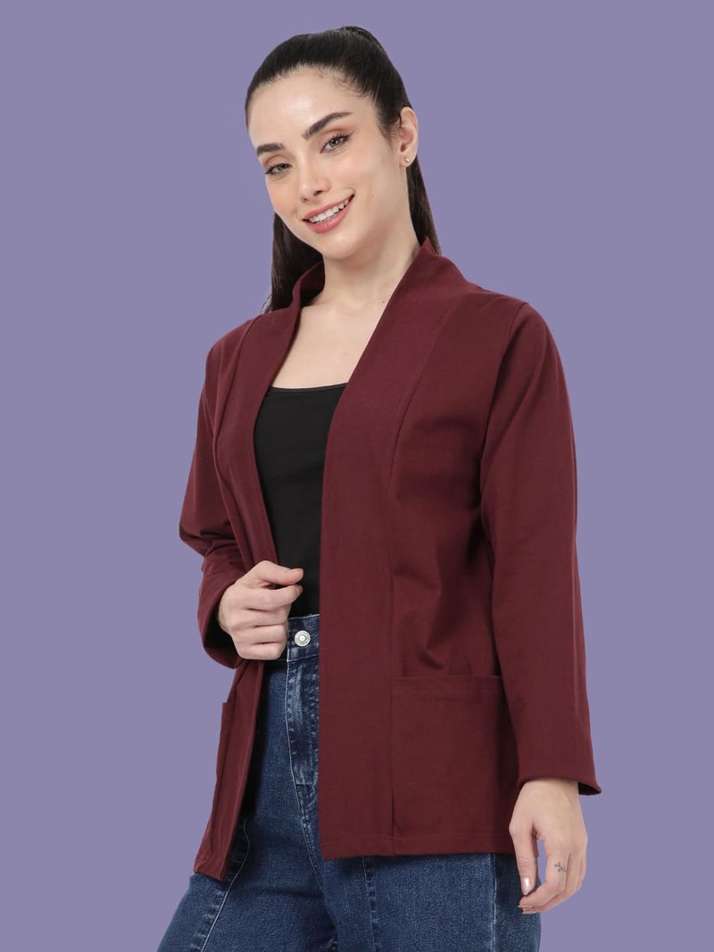 KRYPTIC Women's Regular Length Cotton Shrug with Side Pockets - Soft Lightweight Layer for Stylish Everyday Wear - Image 3