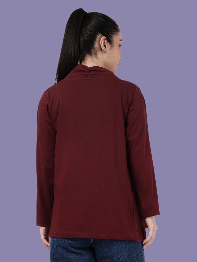 KRYPTIC Women's Regular Length Cotton Shrug with Side Pockets - Soft Lightweight Layer for Stylish Everyday Wear - Image 2