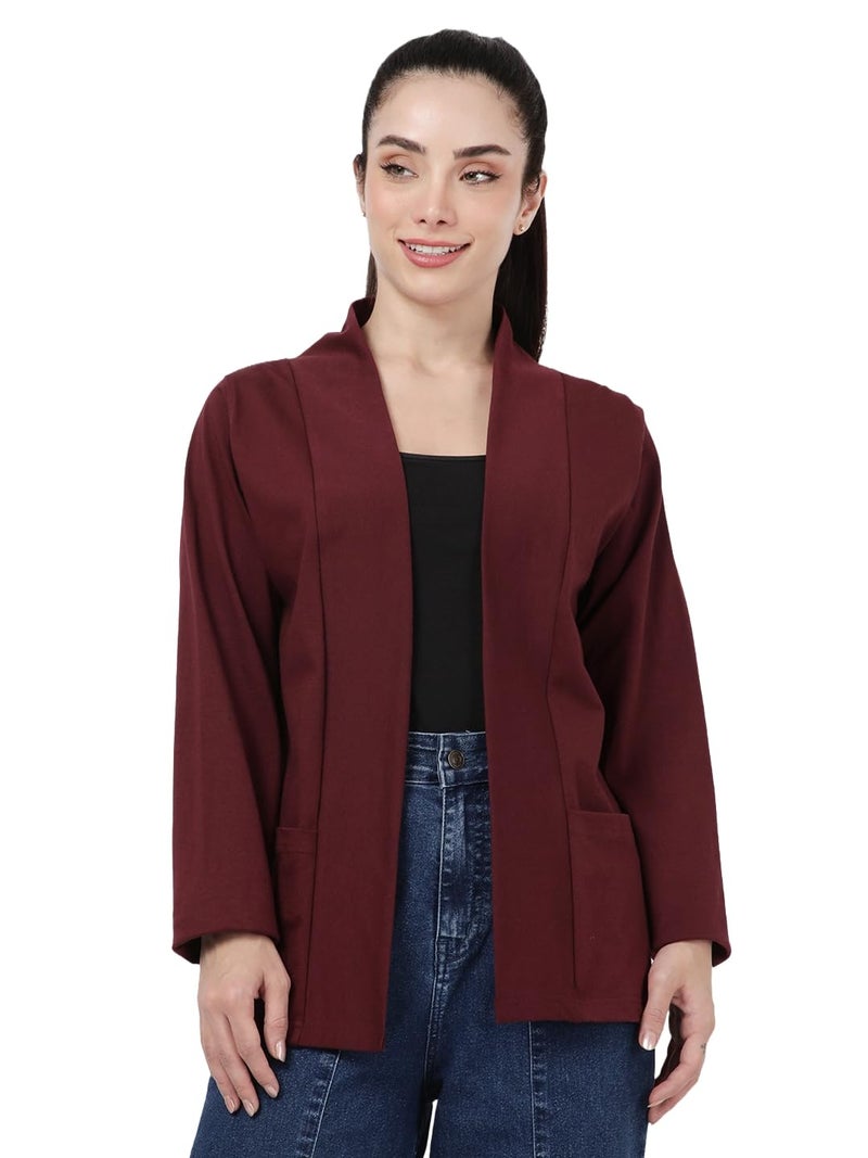 KRYPTIC Women's Regular Length Cotton Shrug with Side Pockets - Soft Lightweight Layer for Stylish Everyday Wear - Image 1