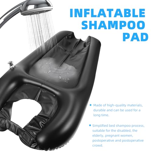 DOITOOL وسادة شطف رأس قابلة للنفخ 1 قطعة وسادة عنق لغسل الشعر حوض غسيل قابل للنفخ وسادة حوض الاستحمام المحمولة وسادة الشامبو حوض الاستحمام وسادة سبا صينية بي في سي لكبار السن - Image 5