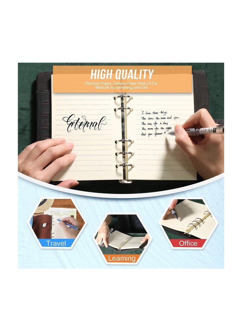 SYOSI - Refill Lined Paper, Leather Journal Refills Lined, Blank Filler Paper, 6-Holes Inserts (320 Pages) for A6 Binder Refillable Journals Notebooks, 2 Pack (Each Pack 80 Sheets, 160 Pages), Inserts Paper - Image 1