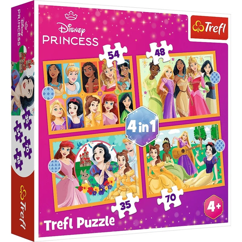 Trefl - Disney princess 4 In 1 Puzzle 54+48+35+70 Pieces - 34651 - Image 1