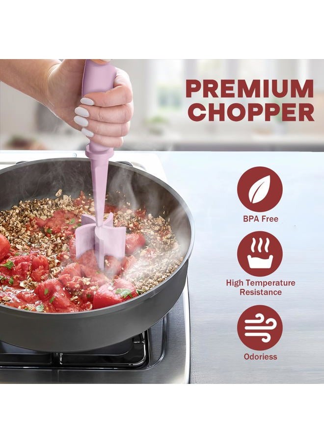 PGYARD 2 Pcs Meat Chopper, Hamburger Grinder, Premium Heat Resistant Smasher for Ground Beef, Burger Grinder Nylon Potato Mix Tool-Pink - Image 5