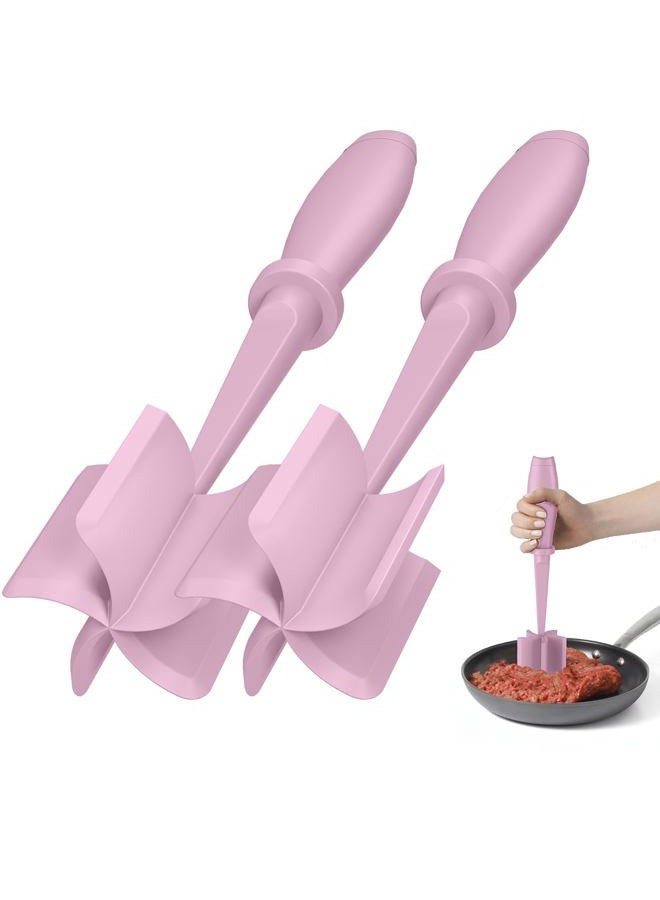 PGYARD 2 Pcs Meat Chopper, Hamburger Grinder, Premium Heat Resistant Smasher for Ground Beef, Burger Grinder Nylon Potato Mix Tool-Pink - Image 1